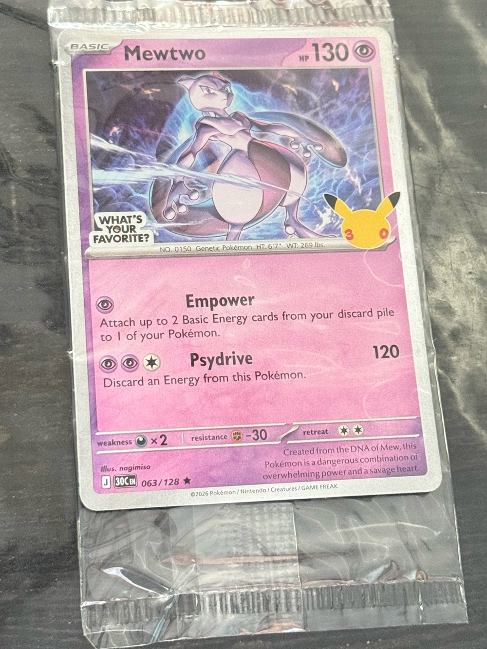30 Anniversary Mewtwo Promo Trading Card